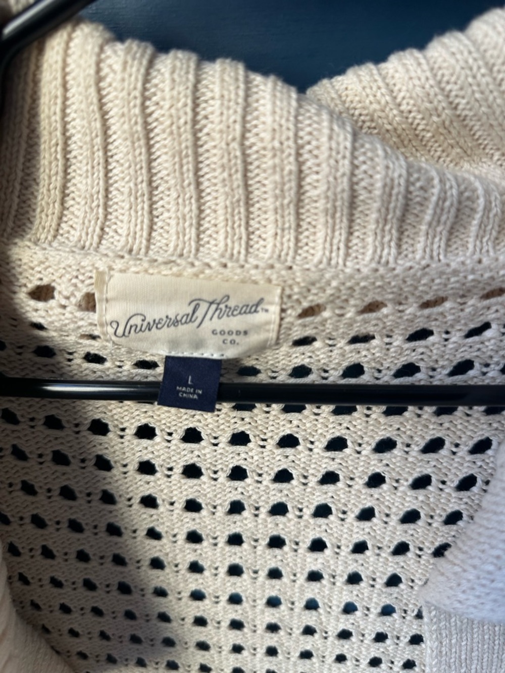 Universal Thread Cream Open-Knit Collared Cardigan - Picture 3 of 4